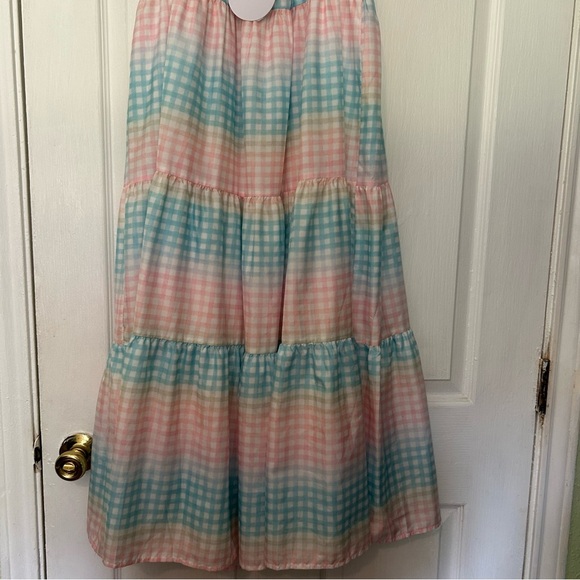 Storia Gingham multi color tiered lined dress nwt - Picture 3 of 16